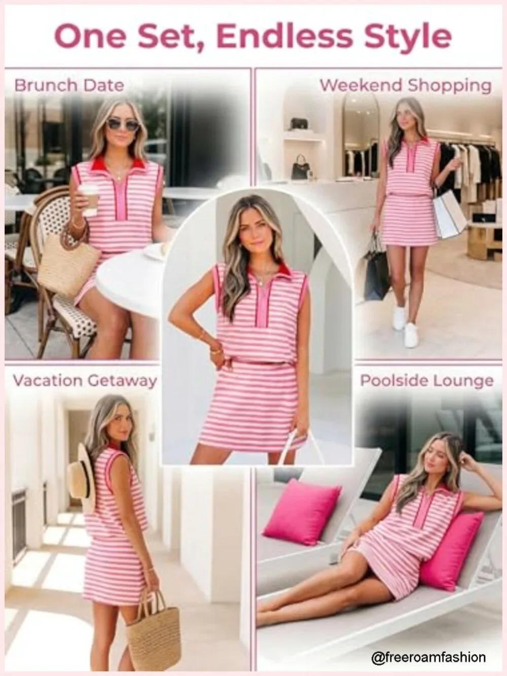 Women's 2-Piece Skirt Set Sleeveless Tank High Waist Mini Skirt Textured Stripe